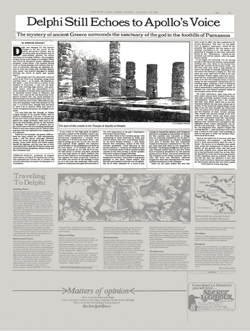 DELPHI STILL ECHOES TO APOLLO’S VOICE